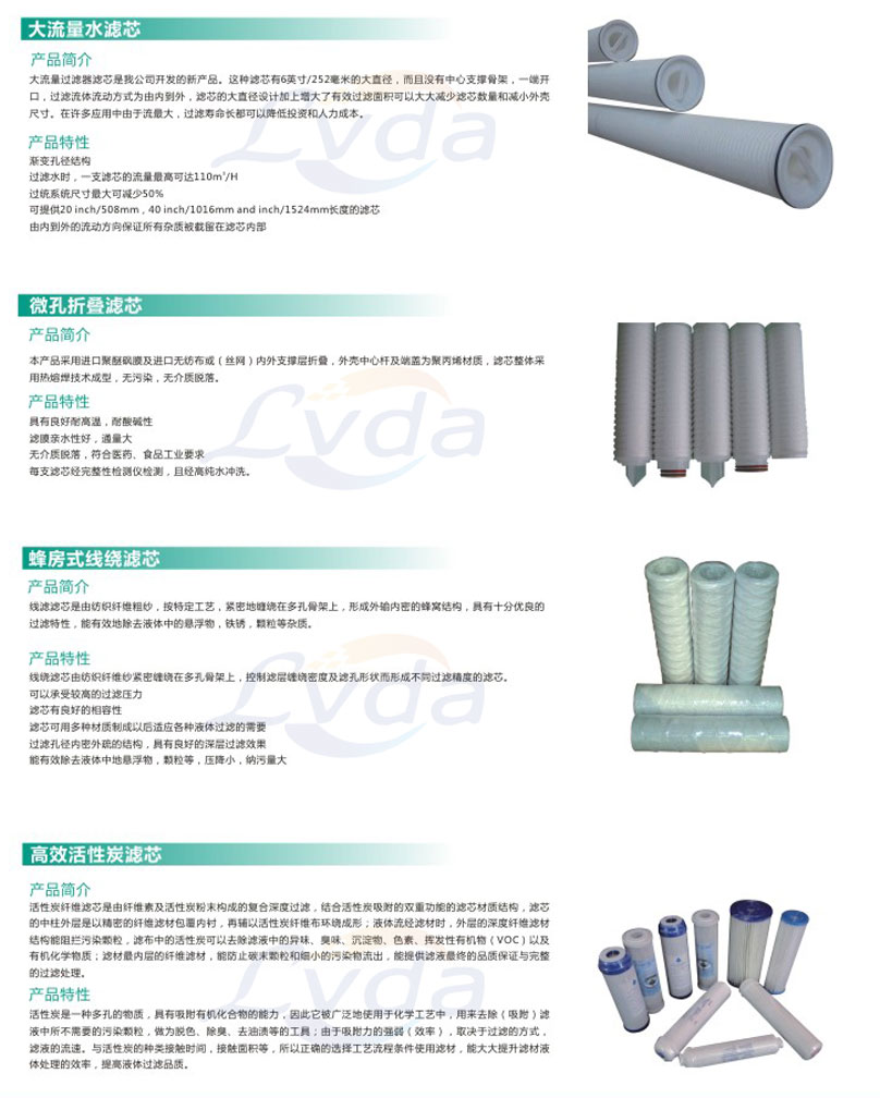 大流量水濾芯的種類和特點(diǎn)